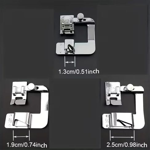 3 Sizes Wide Rolled Hem Pressure Foot Sewing Machine Presser Foot Hemmer Foot Set 1/2 Inch, 3/4 Inch, 1 Inch for Low Shank Sewing Machine in Saudi Arabia