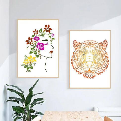 12 PCS Large Mandala Stencils Reusable Floral Moon Mandala Templates Vintage Flower Stencil for Painting on Floor Wood Wall Tile Fabric Furniture DIY Crafts Home Decor 8.3 x 11.7 Inch, A4 Size in Saudi Arabia