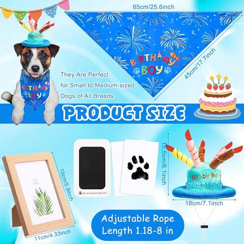 Dog Birthday Party Supplies, Blue Dog Boy Girl Birthday Set Includes Hat Bandana and Photo Frame for Small, Medium, Large Pets Puppy in Saudi Arabia