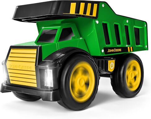 John Deere 16" Metal Dump Truck, Realistic Lights & Sounds, Heavy Duty Metal Truck Bed, Extra Large Wheels, Rugged Construction Vehicle Toy for Kids, Ages 3+, Indoor and Outdoor Play in Saudi Arabia
