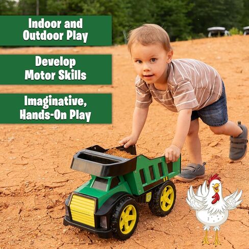 John Deere 16" Metal Dump Truck, Realistic Lights & Sounds, Heavy Duty Metal Truck Bed, Extra Large Wheels, Rugged Construction Vehicle Toy for Kids, Ages 3+, Indoor and Outdoor Play in Saudi Arabia