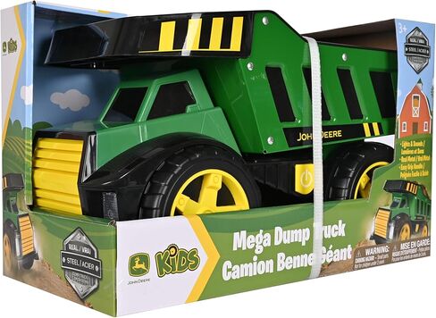 John Deere 16" Metal Dump Truck, Realistic Lights & Sounds, Heavy Duty Metal Truck Bed, Extra Large Wheels, Rugged Construction Vehicle Toy for Kids, Ages 3+, Indoor and Outdoor Play in Saudi Arabia