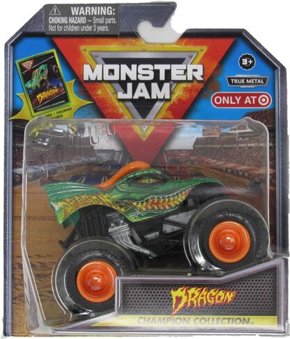 مجموعة بطولة Monster Jam Stadium Series Monster Truck - مقياس 1:64، تأتي مع بطاقة تجارية قابلة للتجميع (تنين) in Saudi Arabia