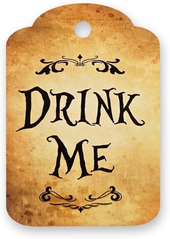 HANDRA - 50pcs Alice in Wonderland Party Tags - Drink Me Tags, Take Me, Eat Me, Open Me Mad Hatter Tea Party Favor Labels (Drink Me) in Saudi Arabia