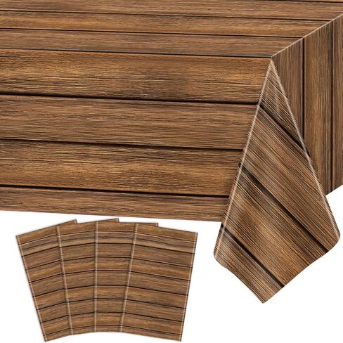 6 Pack Wood Grain Tablecloth Rustic Wood Table Covers Rectangle Brown Table Decoration Vintage Farmhouse Tablecloths for Cowboy Western Barn Birthday Baby Shower Party Supplies 51 x 86 Inch (6) in Saudi Arabia
