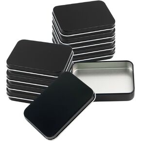 10 قطع من علب الصفيح الصغيرة السوداء، صندوق معدني صغير مع غطاء، صندوق معدني مستطيل الشكل لتخزين المجوهرات والحلوى والحرف اليدوية (أسود) in Kuwait