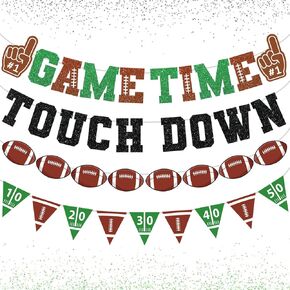 Football Decorations Game Time Touch Down Pre-Strung Football Banner Sports Party Favors Supplies for Indoor Home Birthday Flags in Saudi Arabia