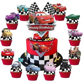 25 Pcs Cartoon Theme Happy Birthday Cake Toppers, Cute Cake Decorations, Includes 1 “Happy Birthday" Toppers and 24 Dessert Decorations in Saudi Arabia