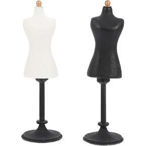 NUOBESTY 2pcs 1: 12 Scale Dollhouse Mannequin Torso Mini Female Dress Form Miniature Furniture for Dollhouse Lanscape Garden (Black White) in Saudi Arabia