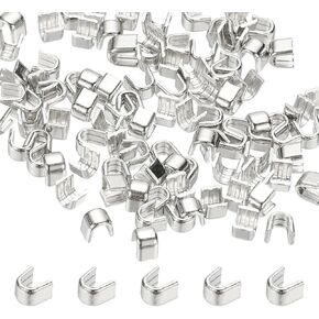 مثبتات سحاب TIXIPEM [100 قطعة] - #5 سدادات علوية على شكل U تستخدم لاستبدال الخياطة والمعاطف والحقائب والسترات واستبدال السحاب المغلق - [فضي] in Kuwait