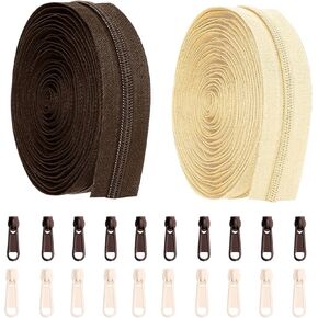 meiyoushengda 10 Yard 360 Inch #3 Nylon Coil Zippers, Bulk Zipper by The Yard,Includes 20 Sliders,Zipper for Sewing,DIY,Crafts,Bags,Bedding - Brown & Beige (5 Yards Each) in Saudi Arabia