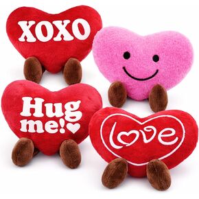 مجموعة ArtCreativity مكونة من 4 قلوب قطيفة صغيرة لعيد الحب - ألعاب قطيفة لطيفة على شكل قلب الحب بتصميمات متنوعة - مجموعة ألعاب قلب الحب المحشوة - ديكورات وهدايا عيد الحب للأطفال والصديقة والزوجة in Kuwait