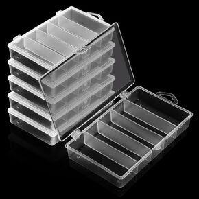 6 Pack 5 Grid Clear Plastic Fishing Tackle Bait Hooks Storage Box, Visible Organizer Container Case for Jewelry Board Game Beads Earrings Screws Nail Bobby Pins DIY Crafts(7.1" x 4.3" x 1.2") in Kuwait