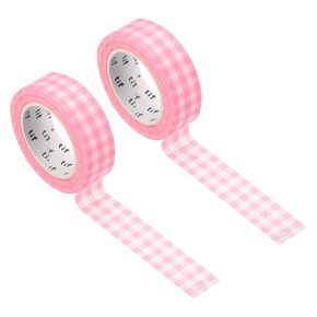 PATIKIL Washi Tape 0.59 Inch x 10.93 Yards, 2 Roll Self Adhesive Grid Pattern Masking Sticker for DIY Art Craft Wrapping Decoration, Pink in Saudi Arabia