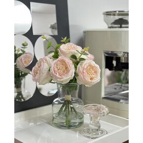 Artificial Flowers with Pink Roses in Vase, Lifelike Fake Flowers in Vase, Faux Flower Arrangements for Dining Table Centerpiece Decor, Table Centerpieces for Dining Room in Kuwait