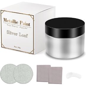 Antique Metallic Acrylic Paint for craft: Sliver Leaf Paint for Metal Handicrafts Accessories Surfaces Include Gilding Set Suitable for Handcraft Art Lovers in Saudi Arabia