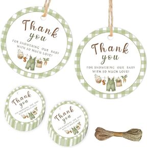 50Pcs Locally Grown Farmers Market Thank You Tags Round Green Gingham Vegetable Bodysuit Gift Tags Locally Grown Baby Shower Decorations for Boy Girl Baby Shower Gender Reveal Party Favors Supplies in Kuwait