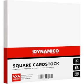 Dynamico 12" x 12" Square Cardstock | 80lb Cover White Thick Card Stock Paper – Smooth Finish | Great for Arts and Crafts, Photos, Wedding Invitations, Flash Cards, Business Cards | 50 per Pack in Kuwait