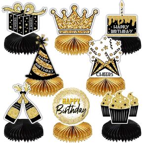8 Pieces Happy Birthday Honeycomb Centerpieces Party Table Decorations Table Toppers for Birthday Party Supplies in Kuwait
