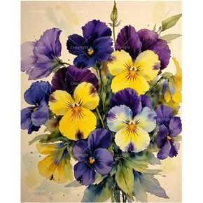 Floral Paint by Numbers Kit for Adults - DIY Purple and Yellow Pansies Painting on Canvas 16x20 Inches, Acrylic Paint Set, Suitable for Beginners, Art for Home Decoration or Gifts in Saudi Arabia