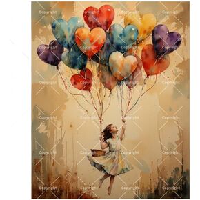Whimsical Paint by Numbers Kit for Adults - DIY Girl with Heart Balloons Painting on Canvas 16x20In, Acrylic Paint Set, Suitable for Beginners, Art for Home Decoration or Gifts in Saudi Arabia