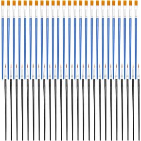 50 Pcs Black Paint Brushes Bulk Nylon Flat Tip and Round Tip Paint Brushes for Acrylic Oil Painting Watercolor Craft in Kuwait
