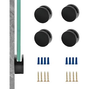 Frameless Mirror Mounting Hardware Kit Zinc Alloy Mirror Holder Clips Round Shape Dual-Screw Fixing Mirror Glass Hanging Bracket with Screws and Anchors Fit for 3-5mm Thickness (Silver, Set of 8) in Kuwait