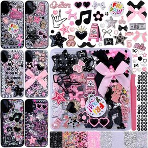 1600 Pcs Junk Phone Case Charms Kit,DIY phone case decorations with Assortment Large Charms, Cute Bow,Flatback Pearls,Star,Love, Candy,Letter Beads,Cute Aesthetic Big Decor for Personalization in Saudi Arabia