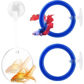 قطعتان من حلقات ألعاب إثراء الأسماك بيتاس، مع مرآة/كرة عائمة، ومرايا عائمة للتمرين وحلقة تدريب لخزان الأسماك، وإكسسوارات حلقات تغذية حوض السمك in Kuwait