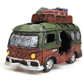 Aquarium Decorations Resin Bus Wreck Fish Tank Decoration Beta Fish Shrimp Aquatic Pets Hiding Cave Accessories in Kuwait