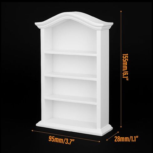 Miniature Book Shelf 1:12 Mini Bookshelf Dollhouse Furniture Accessories White Wooden Bookcase for Doll House, Books Storage Shelves, Classic Display Decoration Accessories, Cute Small Items in Saudi Arabia
