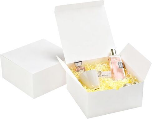 Frantis 12 حزمة من صناديق الهدايا البيضاء، صندوق هدايا مقاس 8x8x4 بوصة مع أغطية، صندوق اقتراح وصيفة العروس DIY، صندوق قابل لإعادة التدوير، قابل للطي لحفلات الزفاف، هدايا الحفلات in Kuwait