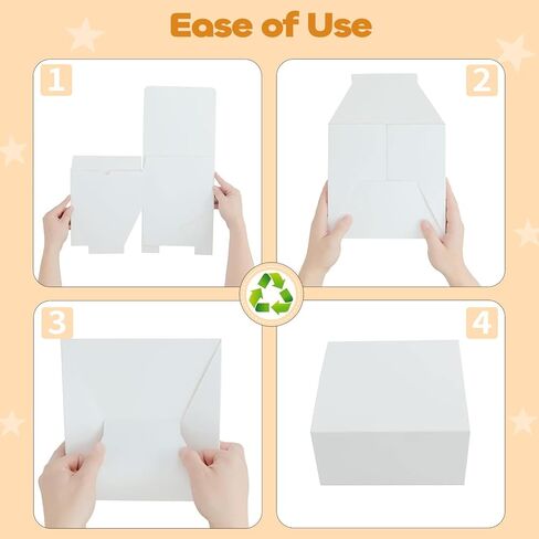 Frantis 12 حزمة من صناديق الهدايا البيضاء، صندوق هدايا مقاس 8x8x4 بوصة مع أغطية، صندوق اقتراح وصيفة العروس DIY، صندوق قابل لإعادة التدوير، قابل للطي لحفلات الزفاف، هدايا الحفلات in Kuwait