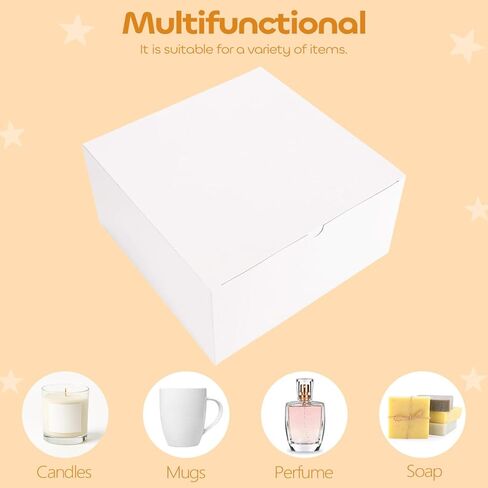 Frantis 12 حزمة من صناديق الهدايا البيضاء، صندوق هدايا مقاس 8x8x4 بوصة مع أغطية، صندوق اقتراح وصيفة العروس DIY، صندوق قابل لإعادة التدوير، قابل للطي لحفلات الزفاف، هدايا الحفلات in Kuwait