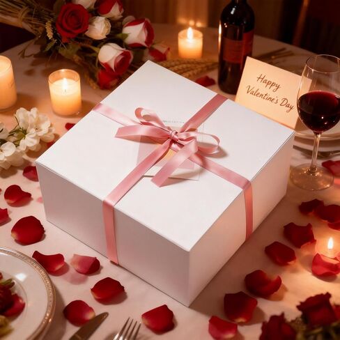 Frantis 12 حزمة من صناديق الهدايا البيضاء، صندوق هدايا مقاس 8x8x4 بوصة مع أغطية، صندوق اقتراح وصيفة العروس DIY، صندوق قابل لإعادة التدوير، قابل للطي لحفلات الزفاف، هدايا الحفلات in Kuwait