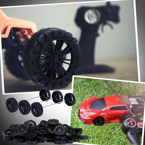 Sotiff 300 Pcs Black Plastic Project Wheels with 2 mm Hole and 150 Pcs Shaft Rods, 100 mm Round Rod Axles for Science Engineering Car Truck Boat Helicopter Model Part in Saudi Arabia