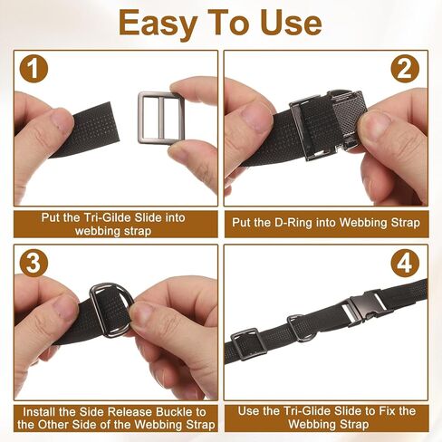 أبازيم تحرير جانبية معدنية من HARFINGTON بإبزيم سريع التحرير قابل للتعديل مع حلقات منزلقة ثلاثية الانزلاق على شكل حرف D لحقيبة الظهر بحزام من النايلون in Kuwait