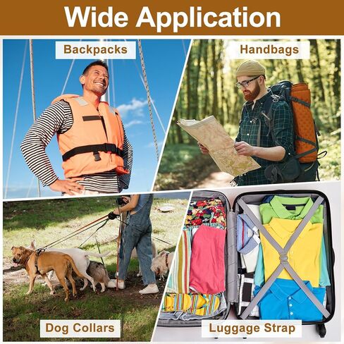 أبازيم تحرير جانبية معدنية من HARFINGTON بإبزيم سريع التحرير قابل للتعديل مع حلقات منزلقة ثلاثية الانزلاق على شكل حرف D لحقيبة الظهر بحزام من النايلون in Kuwait