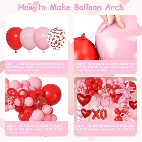 Ouddy Life Valentines Day Balloons Arch Garland Kit، 164 قطعة من القصاصات الورقية الحمراء والوردية على شكل قلب XOXO ستار فويل بالون الورود الاصطناعية بتلات الزهور للفتيات وأعياد الميلاد وحفلات عيد الحب in Saudi Arabia