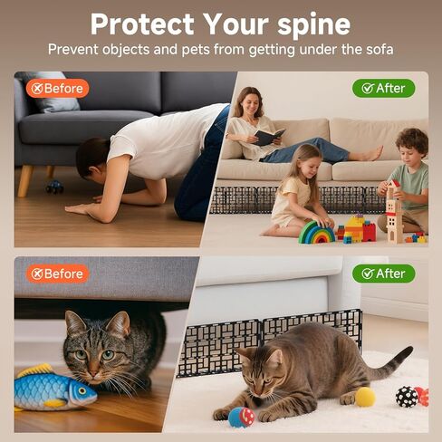 12Pcs Under Couch Blocker for Bed,Under Bed Blocker for Pets,Under Sofa Furniture Blocker,Plastic Under Couch Blocker for Dogs Pets Cats,Black,12PCS in Saudi Arabia