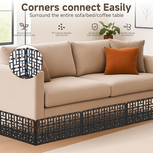 12Pcs Under Couch Blocker for Bed,Under Bed Blocker for Pets,Under Sofa Furniture Blocker,Plastic Under Couch Blocker for Dogs Pets Cats,Black,12PCS in Saudi Arabia