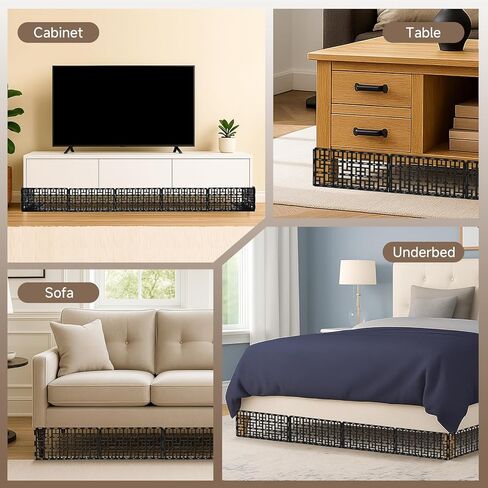 12Pcs Under Couch Blocker for Bed,Under Bed Blocker for Pets,Under Sofa Furniture Blocker,Plastic Under Couch Blocker for Dogs Pets Cats,Black,12PCS in Saudi Arabia