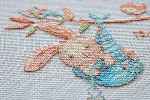 Aine - Boy Birth Sampler A1028، مجموعة غرز متقاطعة لإعلان ولادة طفل رضيع مقاس 7¾ بوصة × 7¾، مجموعات غرز متقاطعة للمبتدئين والمتقدمين، طقم خياطة متقاطعة للبالغين، مجموعة خياطة عد التطريز in Kuwait