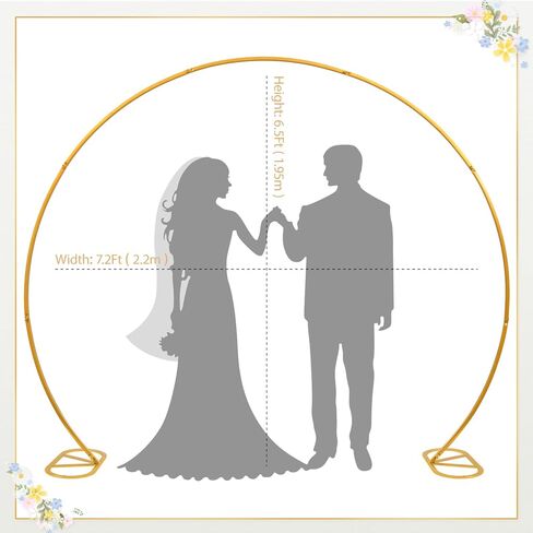 8ft Balloon Arch Stand,Round Backdrop Stand,Golden Circle Wedding Arch Frame for Wedding,Valentine's Day,Birthday,Party,Friends Gathering,Christmas,Garden Decoration in Kuwait