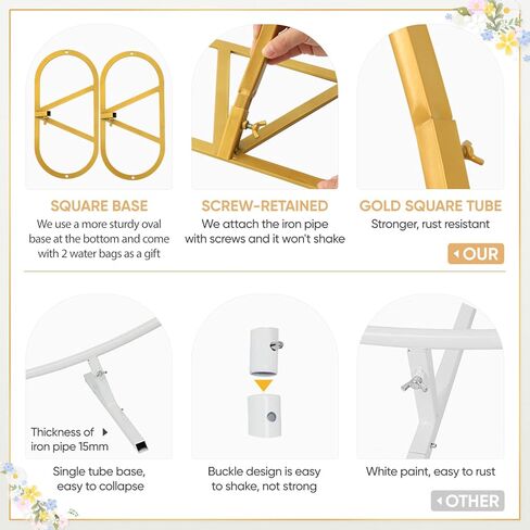 8ft Balloon Arch Stand,Round Backdrop Stand,Golden Circle Wedding Arch Frame for Wedding,Valentine's Day,Birthday,Party,Friends Gathering,Christmas,Garden Decoration in Kuwait