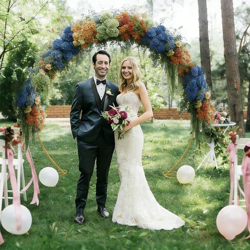 8ft Balloon Arch Stand,Round Backdrop Stand,Golden Circle Wedding Arch Frame for Wedding,Valentine's Day,Birthday,Party,Friends Gathering,Christmas,Garden Decoration in Kuwait