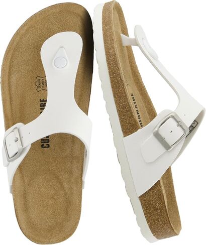 CUSHIONAIRE Women's Leah Cork footbed Sandal with +Comfort WHITE, 8 W in Saudi Arabia