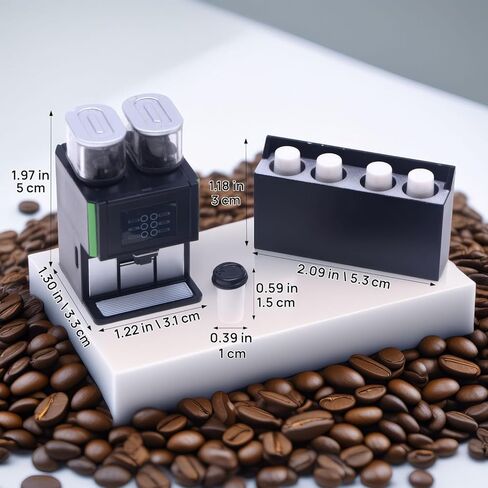 1:12 Scale Miniature Coffee Machine Set, Modern Dual-Hopper Brewer & Cups, Realistic Kitchen Appliance for Dollhouse, Diorama Cafe & Office Scenes in Saudi Arabia