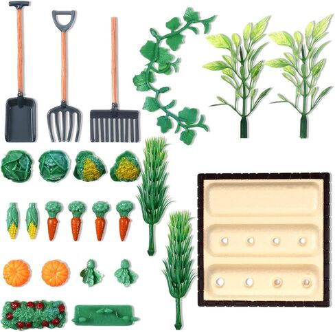 Mini Garden Tools Miniature Dollhouse Decorations Mini Shovel Rake Farm Model Small Ornament Resin Vegetable Figurines Field Scene Landscape Outdoor Decor in Saudi Arabia