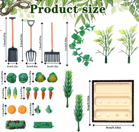 Mini Garden Tools Miniature Dollhouse Decorations Mini Shovel Rake Farm Model Small Ornament Resin Vegetable Figurines Field Scene Landscape Outdoor Decor in Saudi Arabia